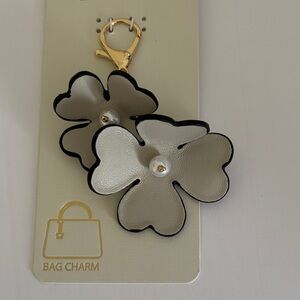 Elegant Cream and Black Floral Key Bag Charm